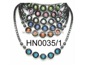 Colored Opal Beads Hematite Donut Pendant Beads Stone Chain Choker Fashion Women Necklace